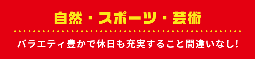自然・スポーツ・芸術バラエティ豊かで休日も充実すること間違いなし!