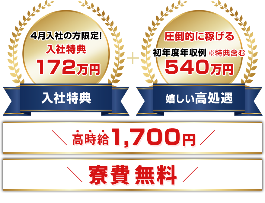 入社特典 嬉しい高処遇